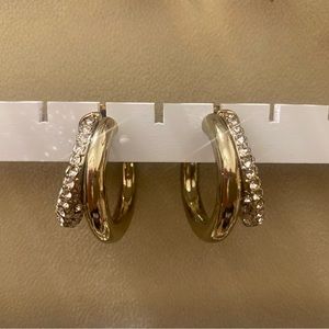 Gold Sparkle Split Hoop Earrings. Never been worn!